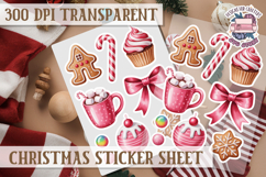 Christmas Watercolor Sticker Sheet Winter Cute Holiday PNG Product Image 1