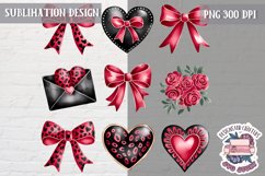 St Valentine’s Coquette Bow PNG Holidays Funny Watercolor Product Image 1