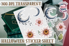Halloween sticker sheet Creepy Scrapbook PNG Funny Skulls Product Image 1
