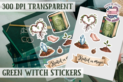 Green Witch sticker sheet Magic Scrapbook PNG Herbs Spells Product Image 1