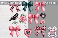 St Valentine’s Coquette Bow PNG Holidays Funny Watercolor Product Image 1