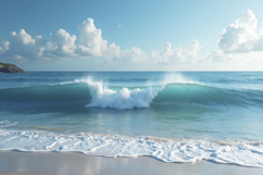 Bright Blue Ocean with Crashing Waves Background Wallpaper Product Image 1