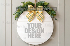 Easter Round Wood Sign Mockup - Door Wood Sign Product Image 1