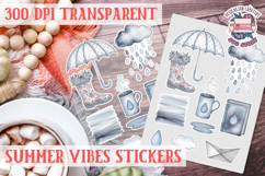 Summer Vibes sticker sheet Summer Scrapbook PNG Product Image 1