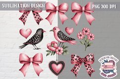 St Valentine’s Coquette Bow PNG Holidays Funny Watercolor Product Image 1