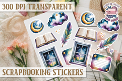 Scrapbooking sticker sheet Cute Funny PNG Watercolor School Product Image 1