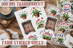 Farm sticker sheet Harvest Scrapbook PNG Vegetables Cozy Product Image 1
