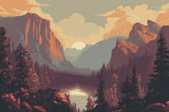 Mountain Landscape Lake Painting Background Product Image 1