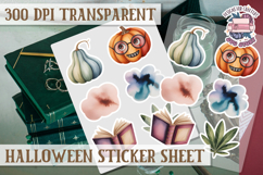 Halloween sticker sheet Creepy Scrapbook PNG Funny Skulls Product Image 1