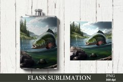 6 OZ Flask Sublimation. Fishing Flask Sublimation Product Image 1