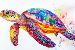 Watercolor Colorful Turtle Background Wallpaper Product Image 1