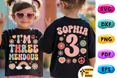 I'm Three Mendous SVG, PNG, Boy, Girl 3rd Birthday Shirt Svg Product Image 1