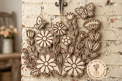 Floral Wall Decor SVG, Wildflower Laser Cut File, Butterfly Product Image 1