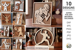 3D Sport Signs Bundle Laser Cut. Wall Decor SVG Product Image 1