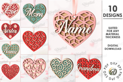 3D Heart Ornaments Bundle Laser Cut. Valentine Decor SVG Product Image 1