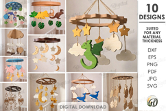 3D Baby Mobiles Bundle Laser Cut. Nursery Decor SVG Product Image 1