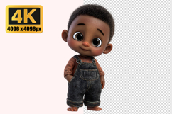 Cute Boy with Curly Black Hair Transparent PNG Product Image 1