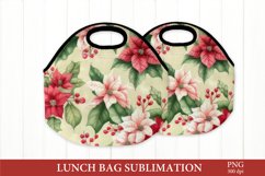 Poinsettia Lunch Bag PNG. Christmas Lunch Bag Wrap Product Image 1