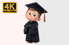 Young Boy Dressed in a Black Graduation Cap Transparent PNG Product Image 1