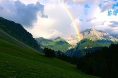 Rainbow With Greenery Mountain Background Product Image 1