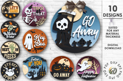 Halloween Round Signs Bundle Laser Cut. Halloween Decor SVG Product Image 1