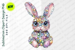 Watercolor Easter Bunny Clipart Made Of Colorful Stones Product Image 1