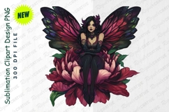 Fantasy Butterfly Fairy Sitting On A Giant Flower Clipart Product Image 1