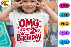 OMG It's My 2nd Birthday Svg, Png, Girl Birthday Shirt Svg Product Image 1
