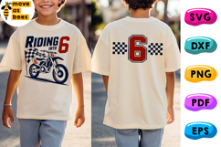 Riding Into Six Svg, Png, 6th Birthday Boy Shirt Svg, Racing Product Image 1