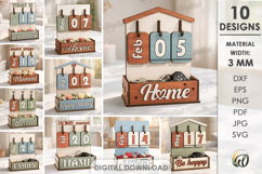 3D Perpetual Calendars With A Boxes Bundle Laser Cuthom Product Image 1