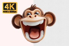 Monkey Character with a Wide Smiling Expression Transparent Product Image 1