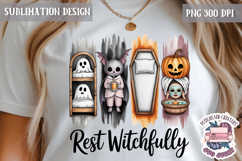 Halloween Watercolor Brushstrokes PNG Funny Ghost Design Product Image 1