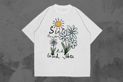 Sun Flowers and Good Vibes Spring Hand Drawn T-shirt Design Product Image 1