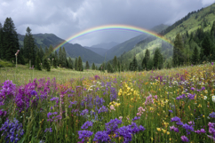 Rainbow With Field Wildflower Background Product Image 1