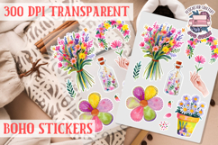 Boho sticker sheet Summer Scrapbook PNG Hippie Free Product Image 1