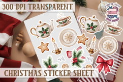Christmas Watercolor Sticker Sheet Winter Cute Holiday PNG Product Image 1