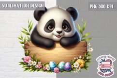 Cute Easter Animal with board Sublimation Design PNG Spring Product Image 1