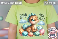 Cute Animal Dinosaur Sublimation Design PNG Spring Dino Product Image 1