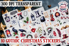 Gothic Christmas Watercolor Sticker Sheet Winter Scary PNG Product Image 1