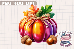 Autumn Pumpkin Sublimation design Fall Decorative Color PNG Product Image 1