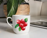 Watercolor wild berry clipart Red lingonberry Summer sticker Product Image 8