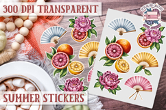 Summer sticker sheet Beach Scrapbook PNG Flowers Vibe Product Image 1