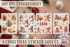 Christmas Gingerbread mans Watercolor Sticker Sheet Winter Product Image 1