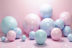 Glossy Spheres in Pastel Pink and Blue Colors Background Product Image 1
