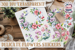 Summer sticker Delicate Scrapbook PNG Flowers Botanical Product Image 1