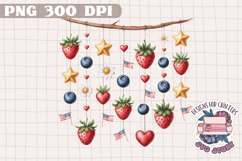 4th of July PNG Sublimation Strawberry berries Patriotic Product Image 1