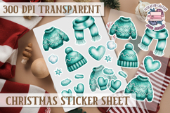 Christmas Watercolor Sticker Sheet Winter Cute Holiday PNG Product Image 1