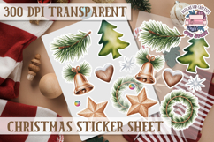 Christmas Sticker Sheet Watercolor Winter Holiday PNG Product Image 1