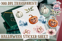 Halloween sticker sheet Creepy Scrapbook PNG Funny Skulls Product Image 1