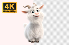 Fluffy White Goat Transparent PNG Product Image 1
